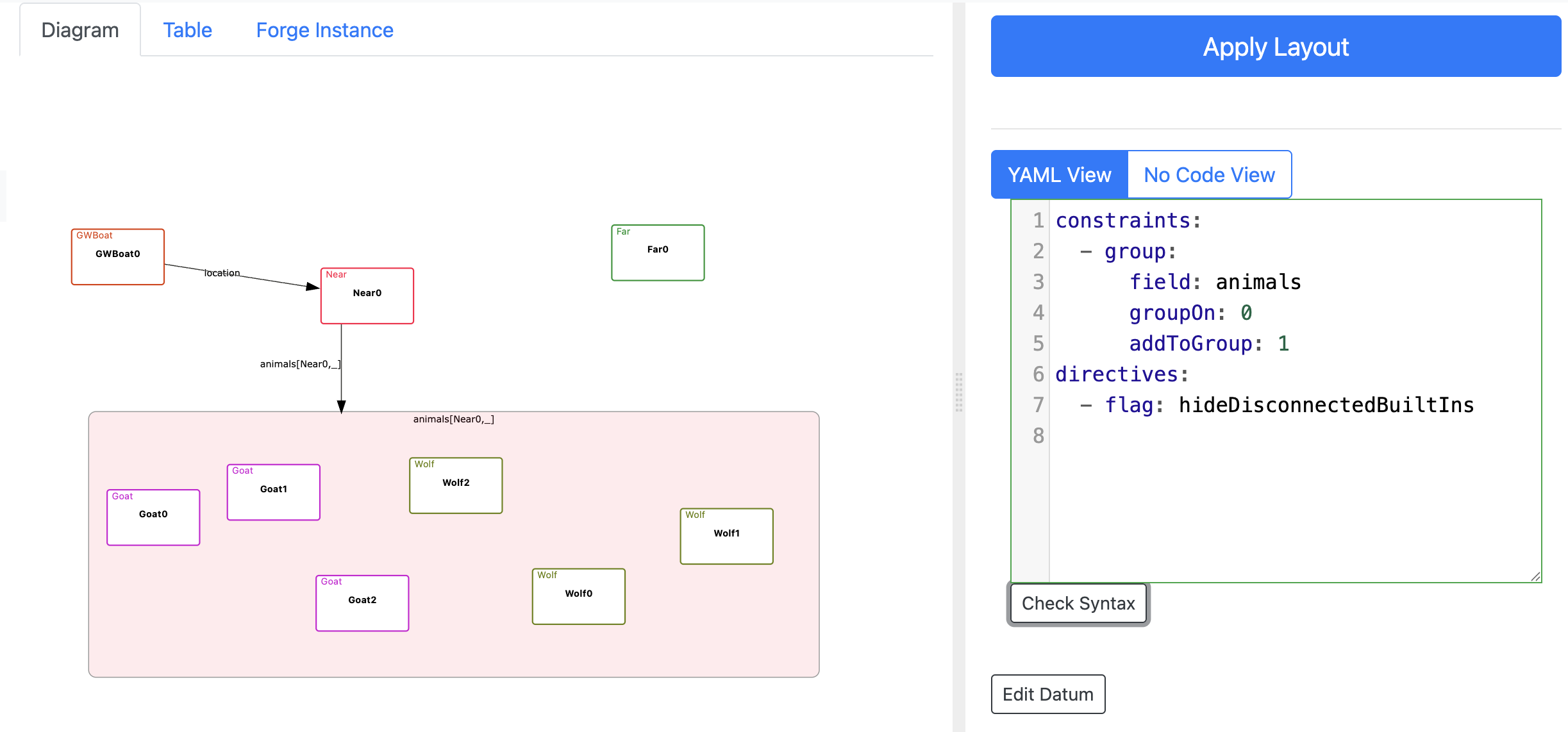 YAML Interface Screenshot