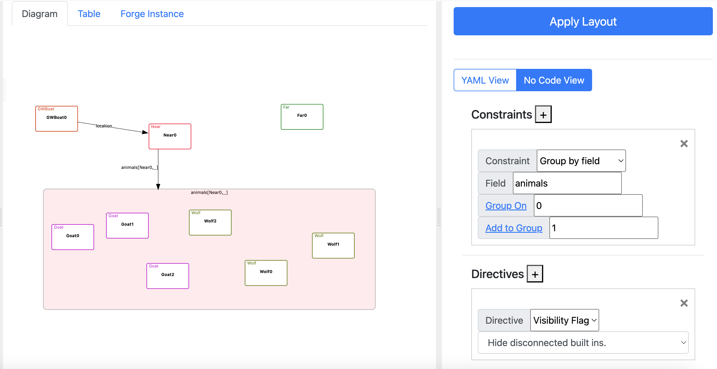 No Code Interface Screenshot